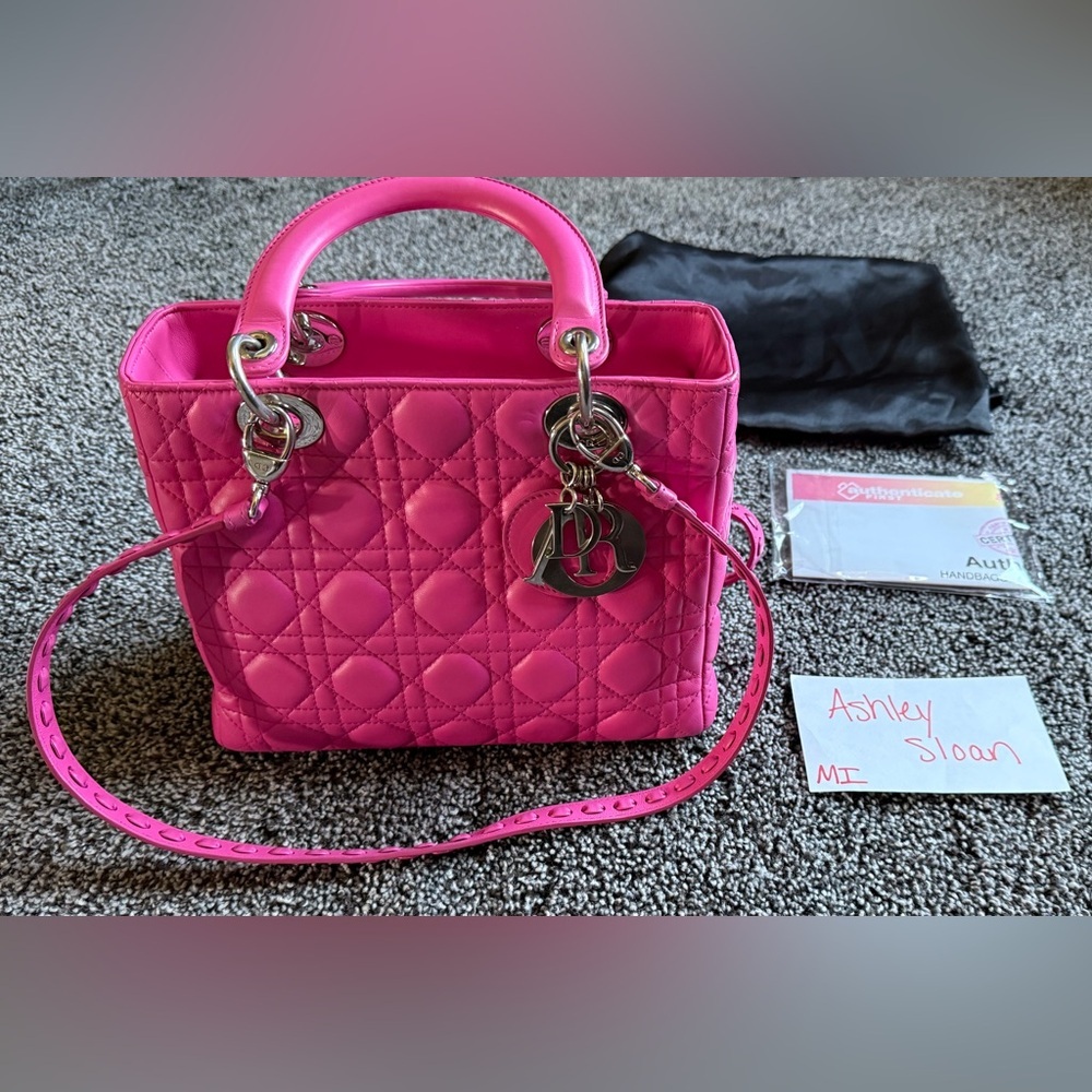 Christian Dior Lady Dior medium pink handbag, VGUC